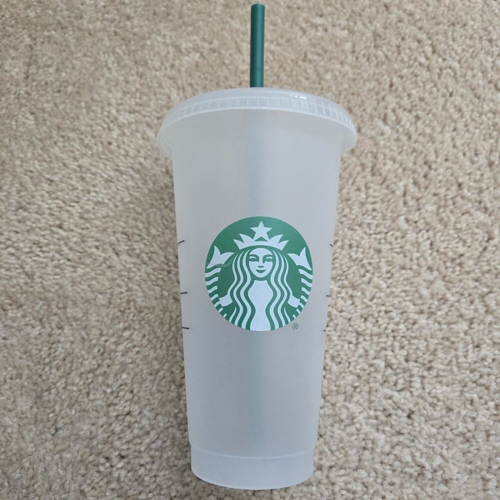 Starbucks 24oz clear/ frosted reuseable plastic cup